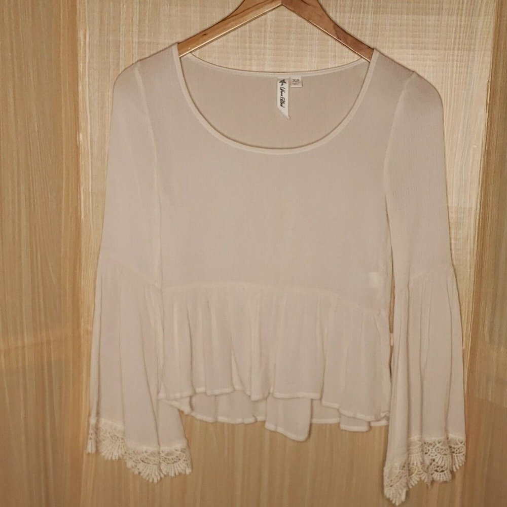 Others Follow Anthropologie Cream Boho Blouse XS